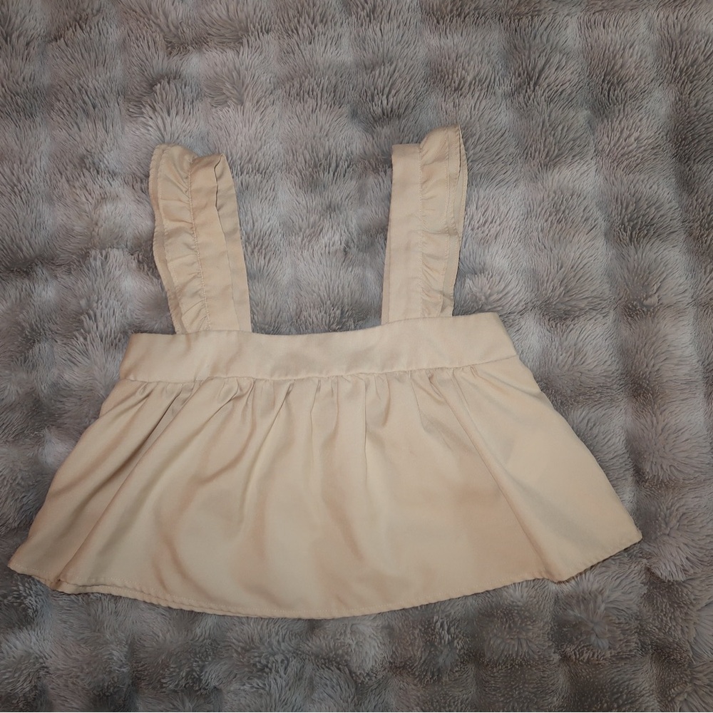Chic Beige Ruffle Strap Crop Top